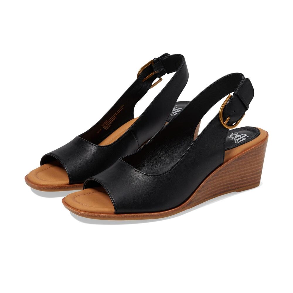 Sofft Wedge Heel Gabriella Sandal Leather Womens 9.5 Black